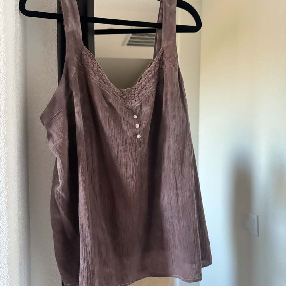 Modcloth Brown Tank Top with Button Detail
